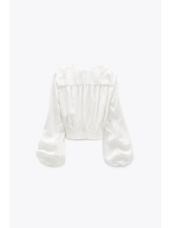 Bluză Zara XL | Alb, Normal, Vâscoză - Image 4