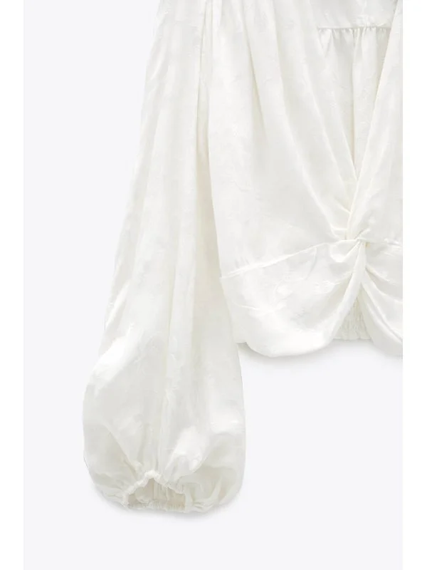 Bluză Zara XL | Alb, Normal, Vâscoză - Image 5