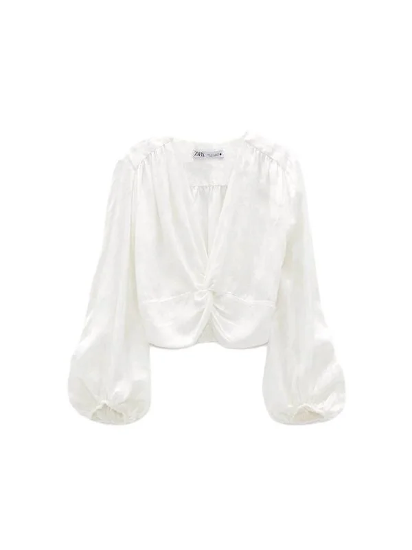 Bluză Zara XL | Alb, Normal, Vâscoză