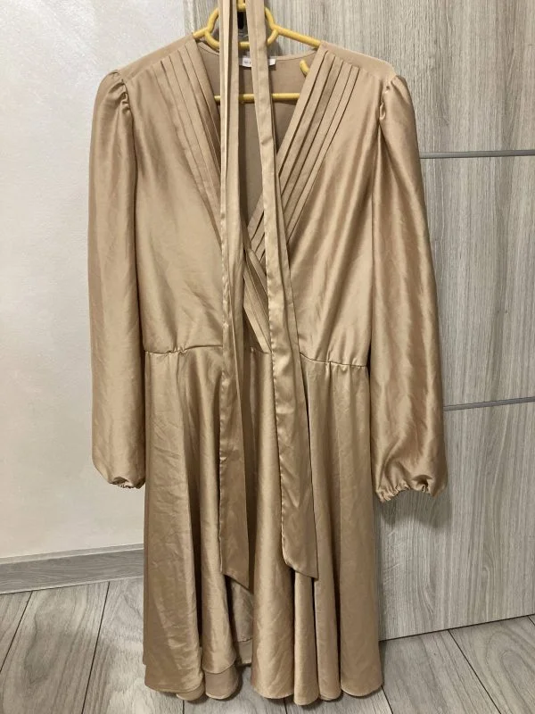 Rochie de seară Motivi EU 40 | Auriu, Midi, Mătase - Image 6