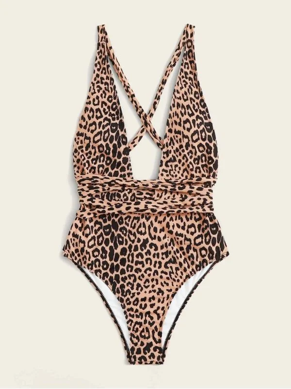 Costum de baie întreg Shein L | Multicolor, Animal print, Bumbac - Image 2