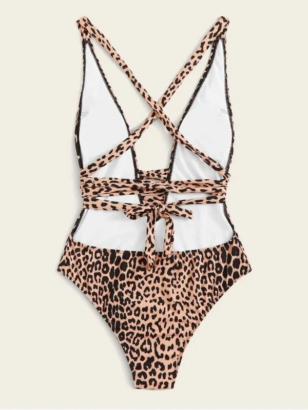 Costum de baie întreg Shein L | Multicolor, Animal print, Bumbac - Image 3