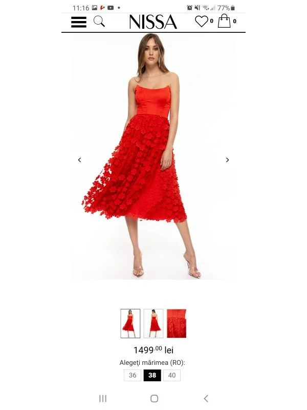 Rochie de seară Nissa EU 38 | Roșu, Midi, Poliester - Image 6