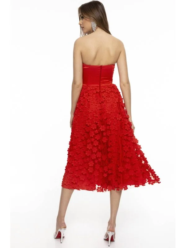 Rochie de seară Nissa EU 38 | Roșu, Midi, Poliester - Image 2