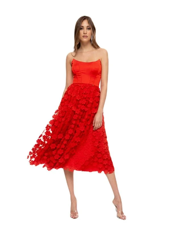 Rochie de seară Nissa EU 38 | Roșu, Midi, Poliester