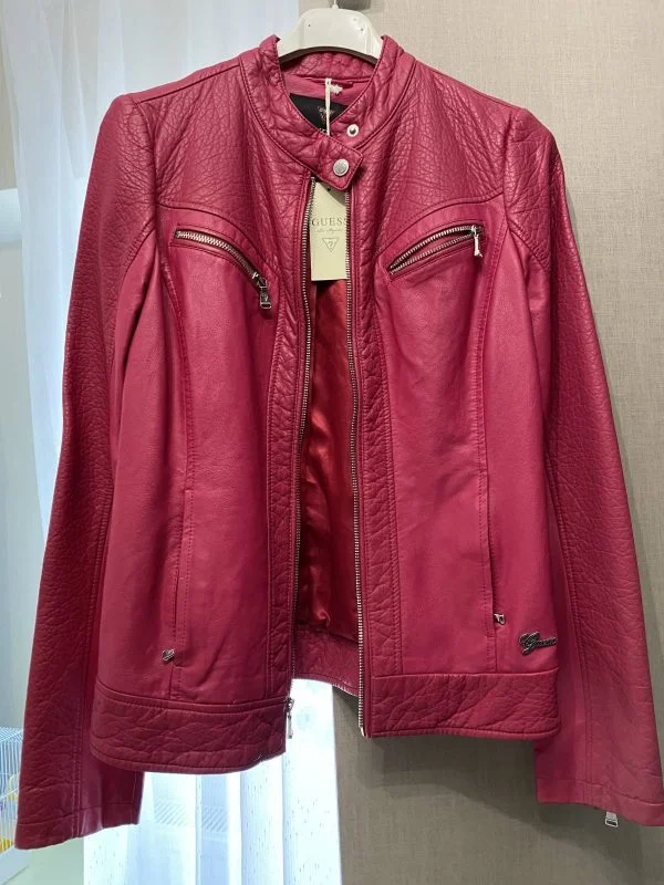 Geacă biker Guess S | Fuchsia, Fără glugă, Piele ecologică - Image 6