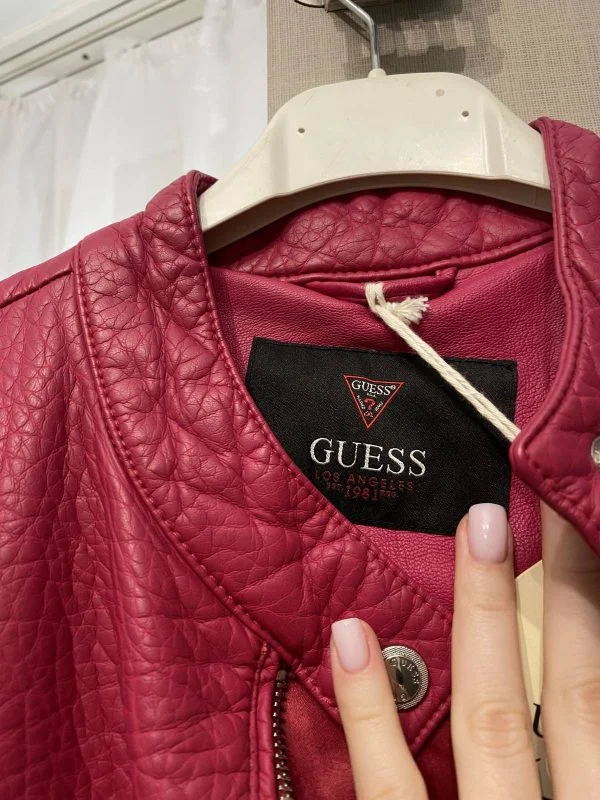 Geacă biker Guess S | Fuchsia, Fără glugă, Piele ecologică - Image 4