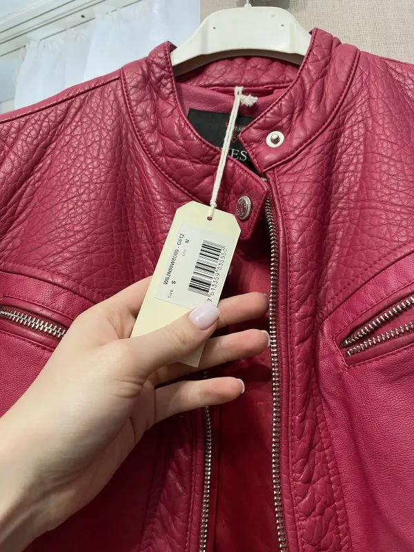 Geacă biker Guess S | Fuchsia, Fără glugă, Piele ecologică - Image 2