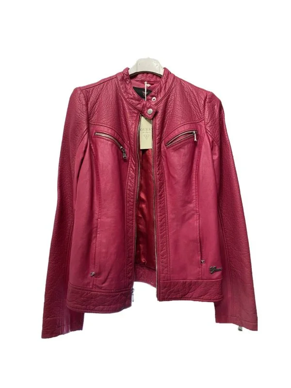 Geacă biker Guess S | Fuchsia, Fără glugă, Piele ecologică