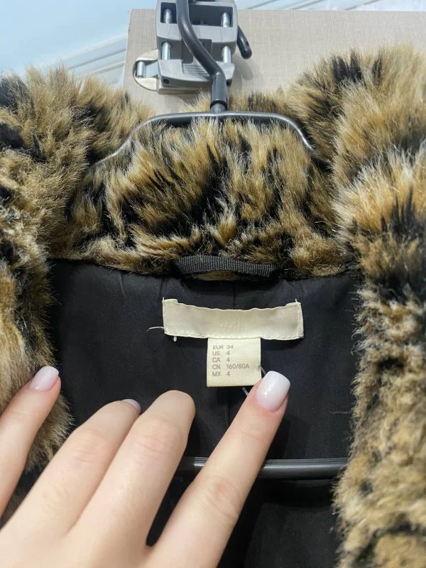 Palton scurt H&M S | Caramel, Fără glugă, Blană artificială - Image 5