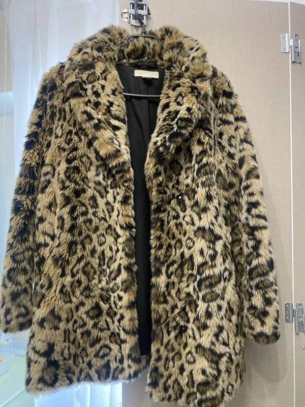 Palton scurt H&M S | Caramel, Fără glugă, Blană artificială - Image 3