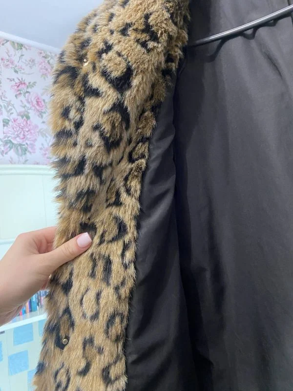 Palton scurt H&M S | Caramel, Fără glugă, Blană artificială - Image 6