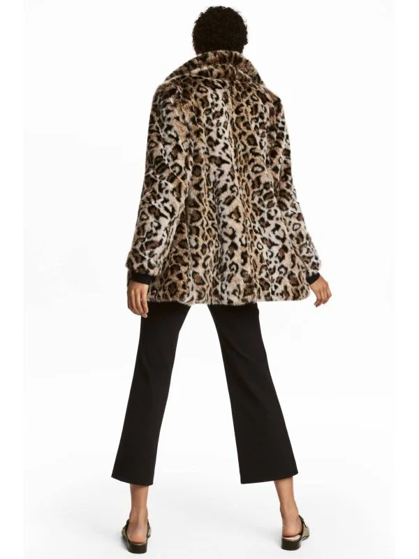 Palton scurt H&M S | Caramel, Fără glugă, Blană artificială - Image 2