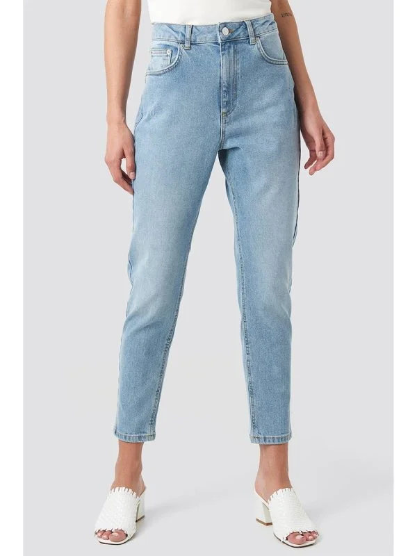 Blugi NA-KD XS | Albastru, Lungi, Talie înaltă, Slim fit, Denim - Image 4
