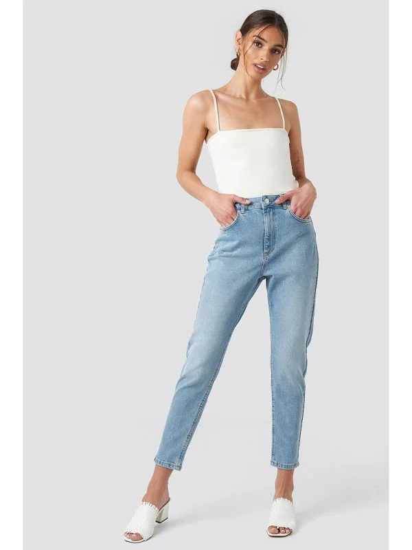 Blugi NA-KD XS | Albastru, Lungi, Talie înaltă, Slim fit, Denim - Image 3