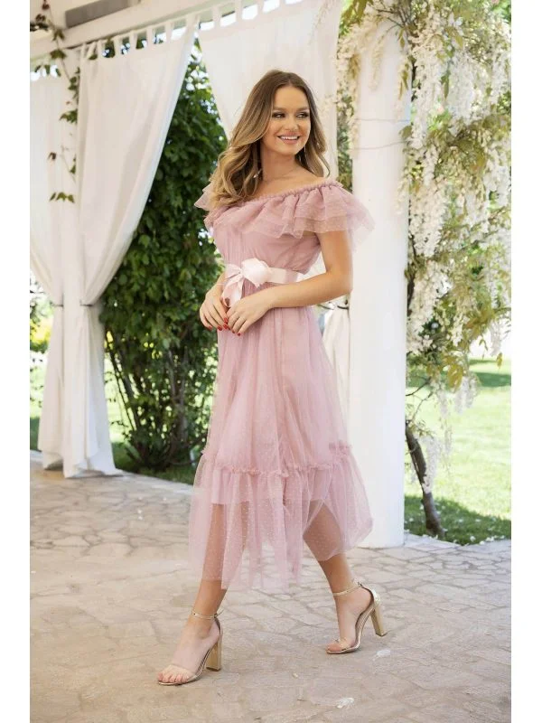 Rochie de seară STARSHINERS M | Roz, Midi - Image 2