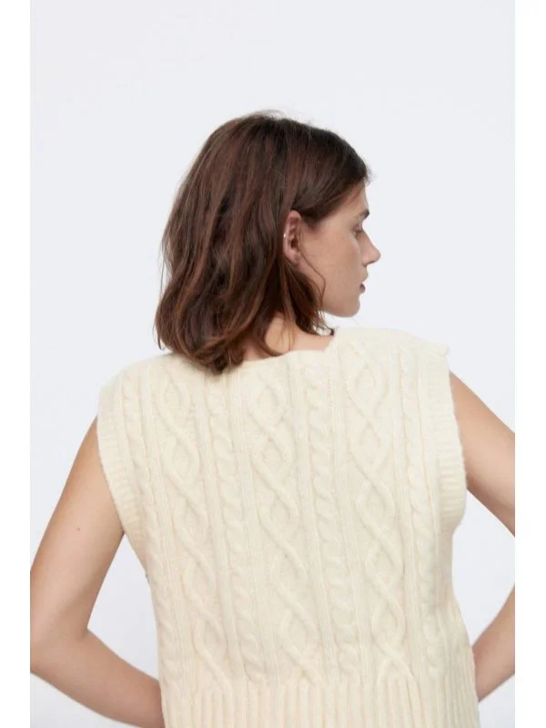 Pulover Zara M | Crem, Normal, Regular fit, Acrilic - Image 4