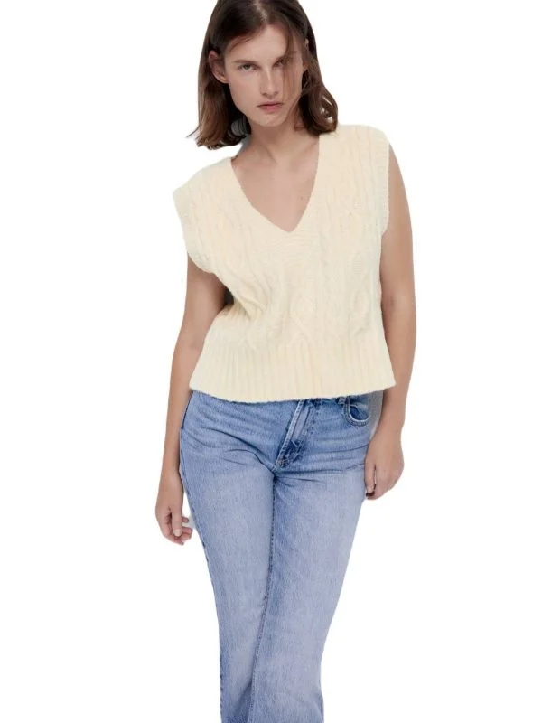 Pulover Zara M | Crem, Normal, Regular fit, Acrilic