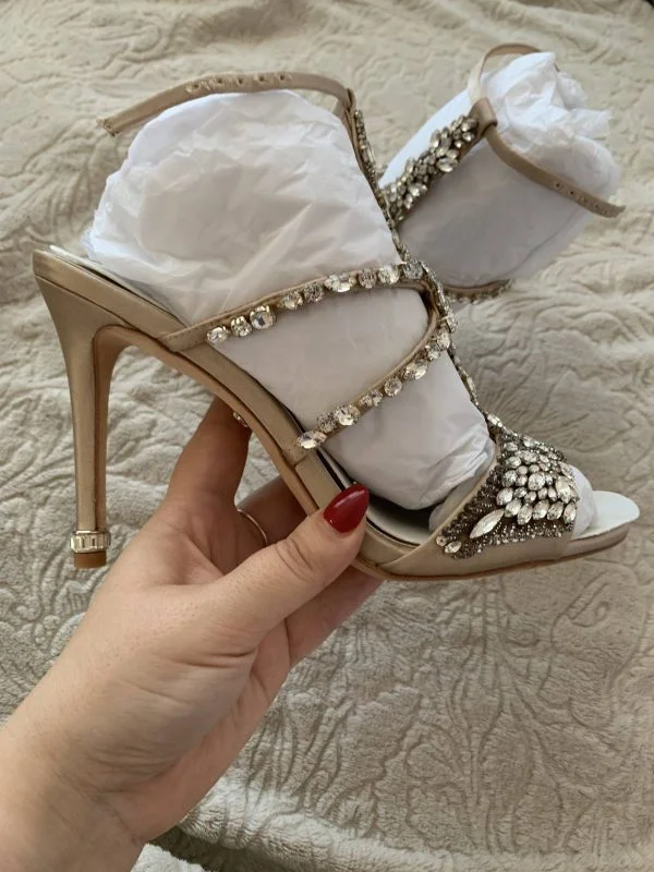 Sandale cu toc BADGLEY MISCHKA EU 37.5 | Ivoire - Image 4