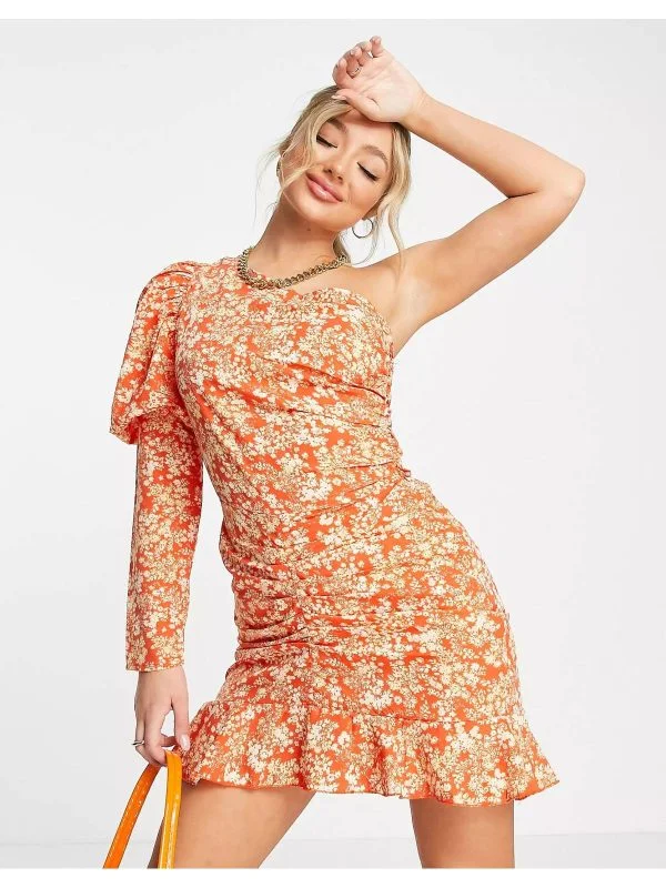 Rochie casual AX PARIS UK 8 | Portocaliu, Mini, Poliester - Image 4
