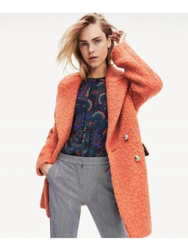 Palton din lână Tommy Hilfiger UK 10 | Portocaliu, Fără glugă, Lână - Image 2