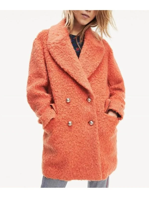 Palton din lână Tommy Hilfiger UK 10 | Portocaliu, Fără glugă, Lână - Image 4
