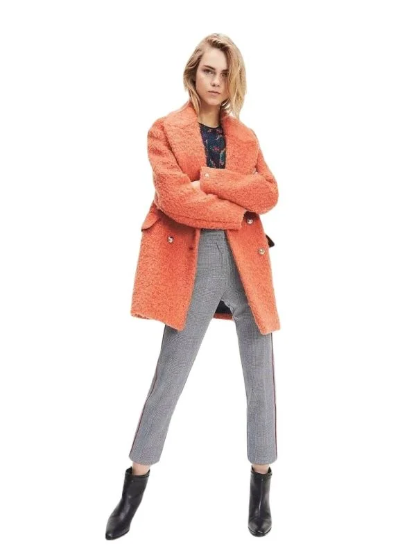 Palton din lână Tommy Hilfiger UK 10 | Portocaliu, Fără glugă, Lână
