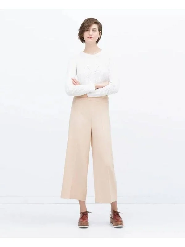 Pantaloni Zara S | Bej, Lungi, Poliester - Image 4
