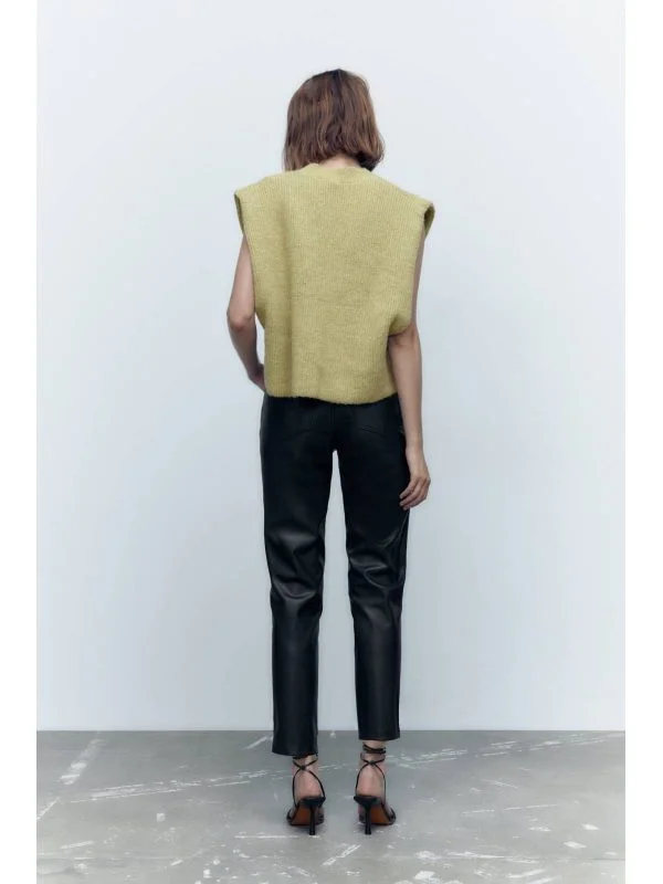Pantaloni Zara EU 34 | Negru, Lungi, Piele ecologică - Image 3