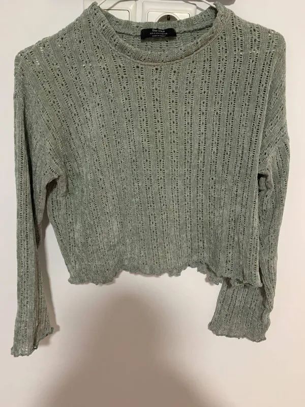 Bluză Bershka S | Verde mentă, Normal, Bumbac - Image 6