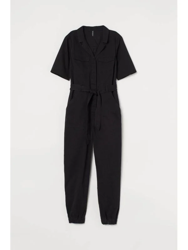 Salopetă H&M XS | Negru, Lungă, Bumbac - Image 2