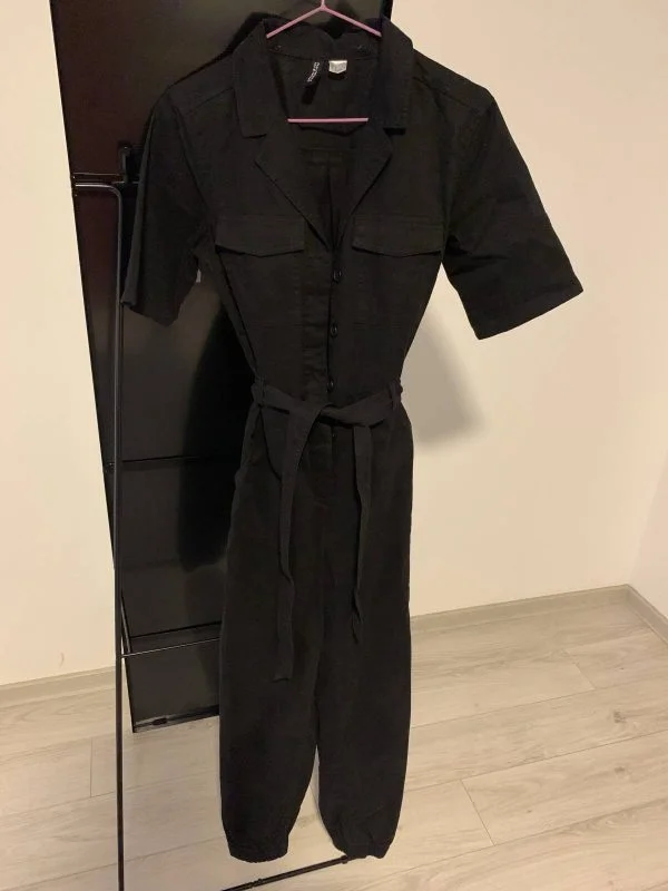 Salopetă H&M XS | Negru, Lungă, Bumbac - Image 3