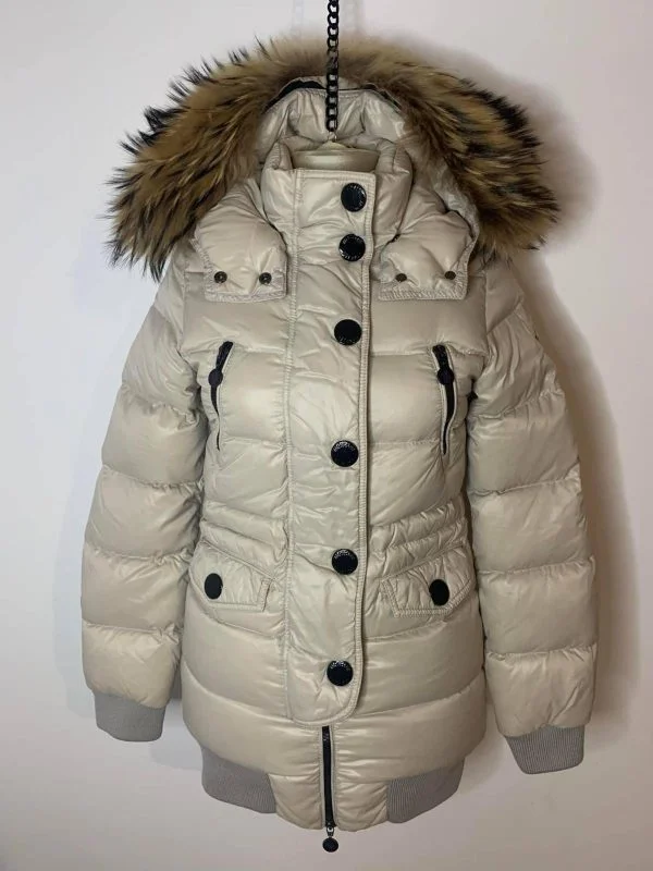 Geacă matlasată Moncler XXS | Bej, Cu glugă, Poliamidă - Image 2