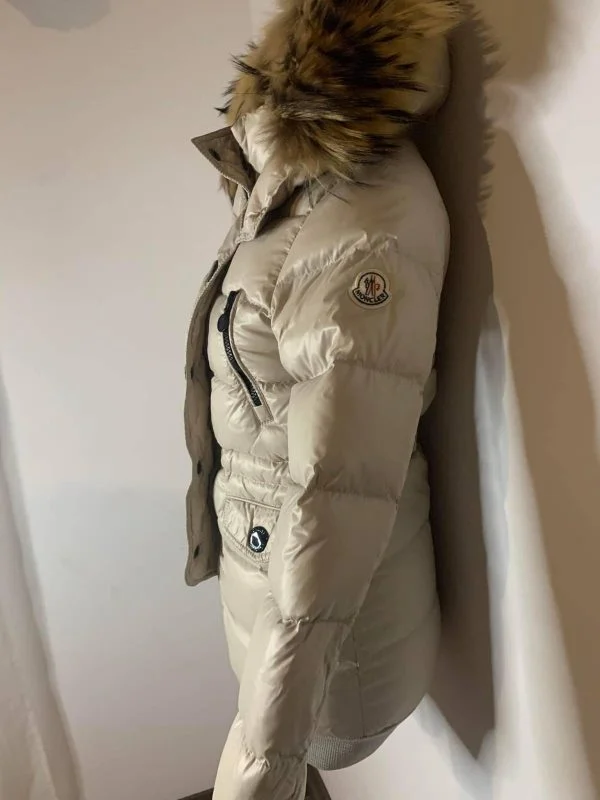Geacă matlasată Moncler XXS | Bej, Cu glugă, Poliamidă - Image 3