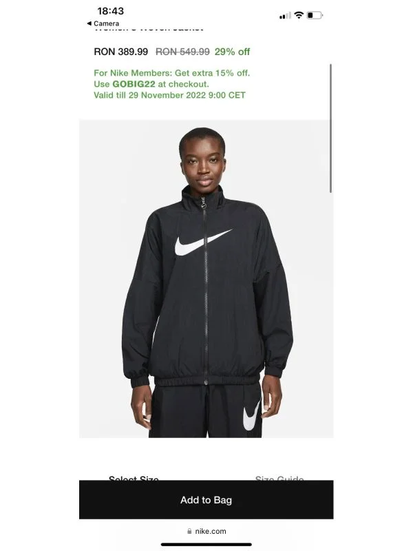 Bluză sport Nike S | Negru, Nailon - Image 9