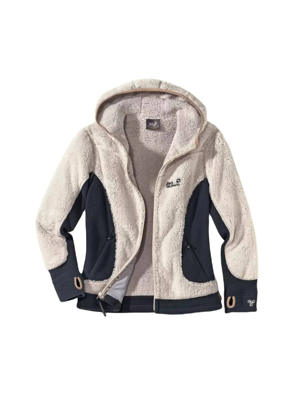 Geacă de iarnă JACK WOLFSKIN S | Crem, Cu glugă, Poliester