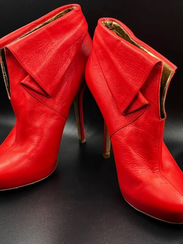 Ghete BLUMARINE EU 39 | Roșu, Piele naturală - Image 3