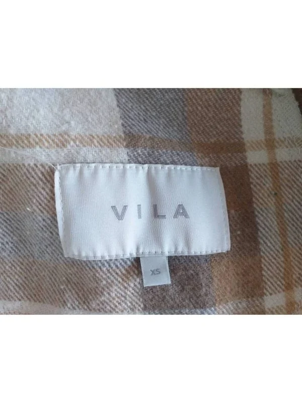 Jachetă VILA XS | Bej, Fără glugă, Carouri, Poliester - Image 7