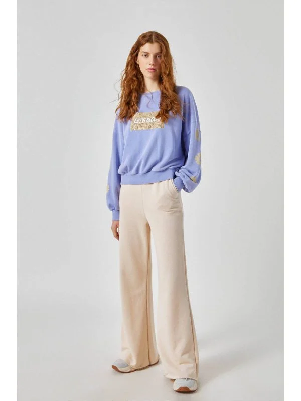 Pulover Pull&Bear S | Mov, Normal, Regular fit, Bumbac - Image 4