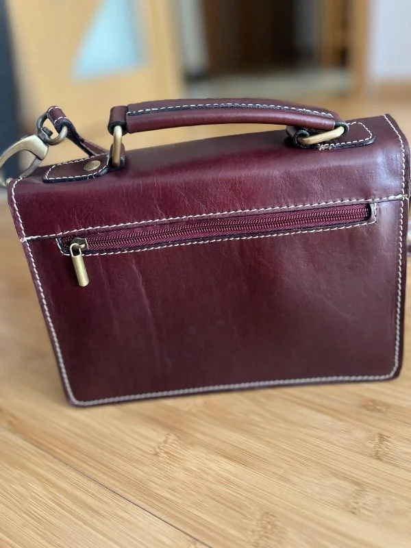 Poșetă MANIER | Burgundy, Piele naturală - Image 3