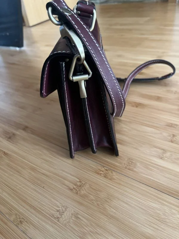 Poșetă MANIER | Burgundy, Piele naturală - Image 4