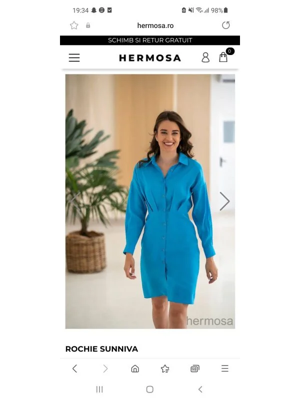 Rochie casual HERMOSA EU 40 | Albastru, Midi - Image 3