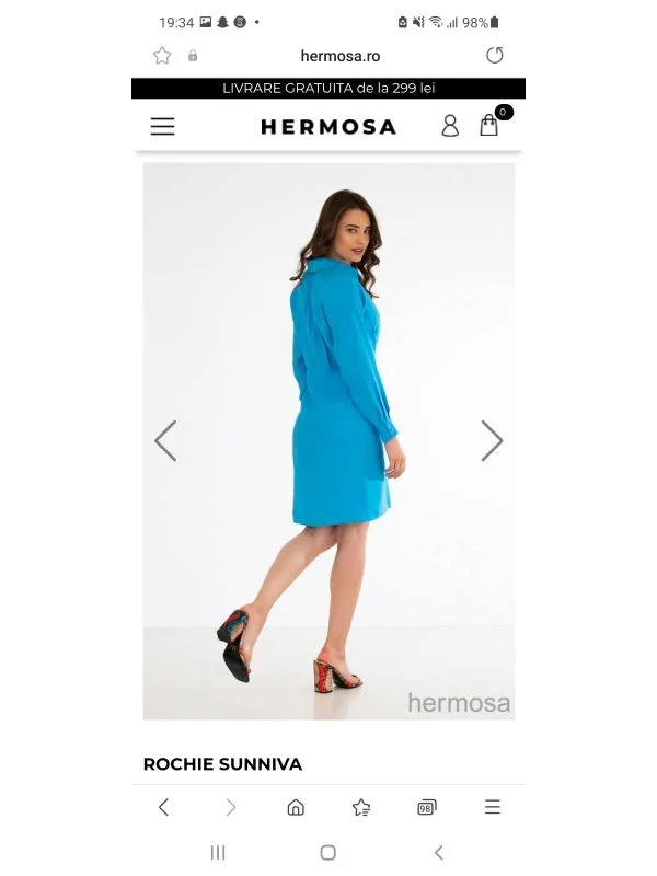 Rochie casual HERMOSA EU 40 | Albastru, Midi - Image 2