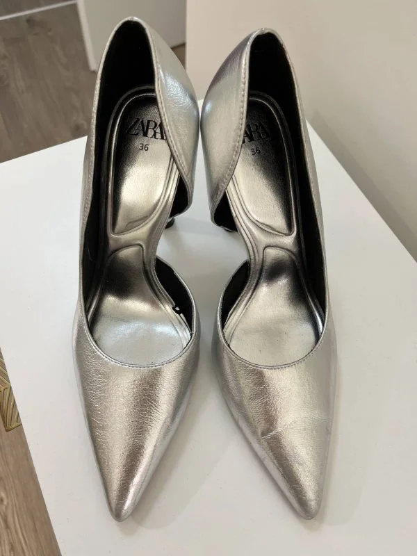 Pantofi cu toc înalt Zara EU 36 | Gri, Piele ecologică - Image 6