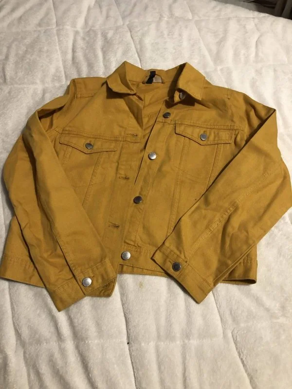 Geacă din denim H&M S | Galben, Fără glugă, Monocrom, Denim - Image 6