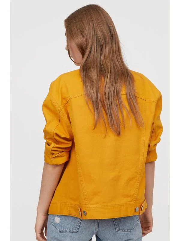 Geacă din denim H&M S | Galben, Fără glugă, Monocrom, Denim - Image 3