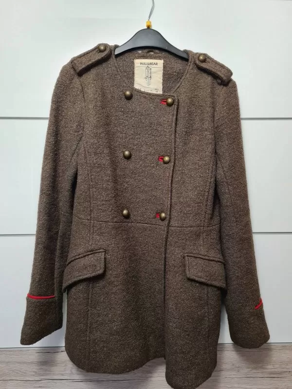 Palton lung Pull&Bear M | Khaki, Fără glugă, Vâscoză - Image 2