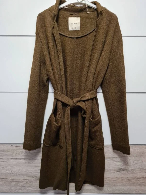 Palton lung Pull&Bear S | Khaki, Fără glugă, Vâscoză - Image 2