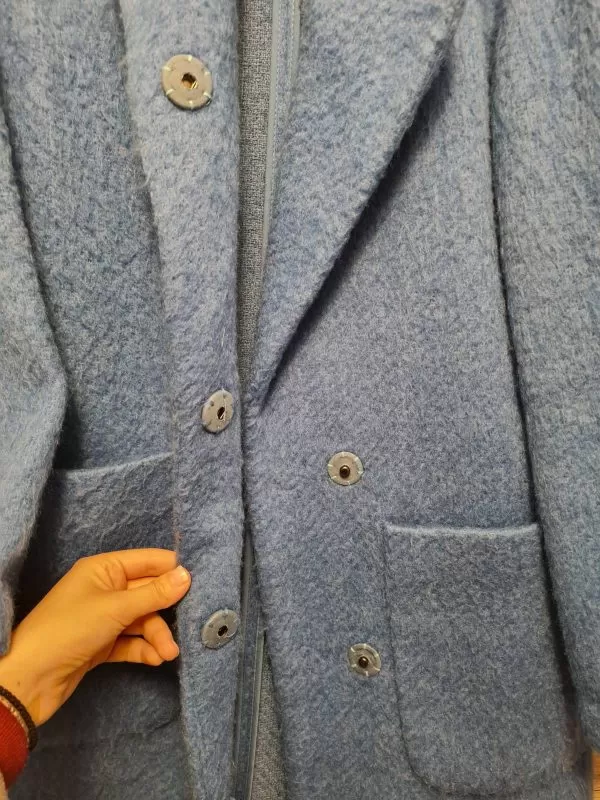 Palton lung Mango S | Bleu, Fără glugă, Poliester - Image 7