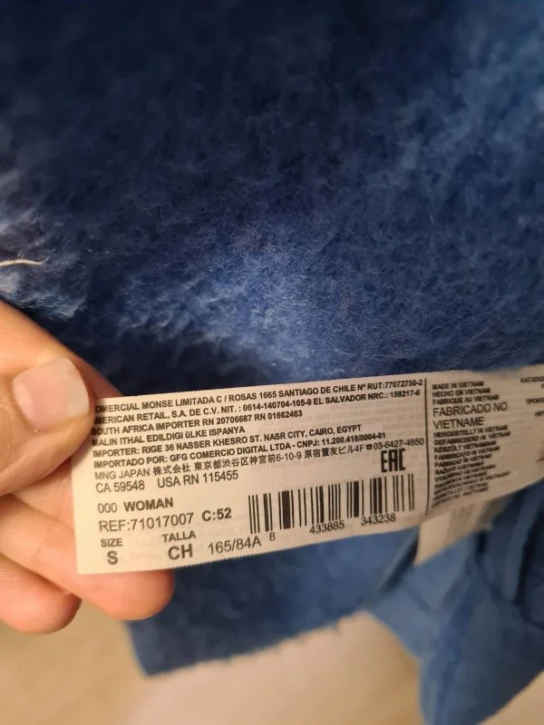 Palton lung Mango S | Bleu, Fără glugă, Poliester - Image 9